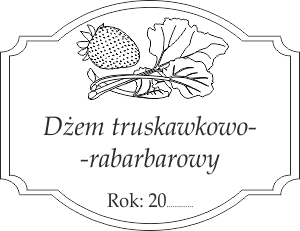 Etykieta na dżem truskawkowo-rabarbarowy