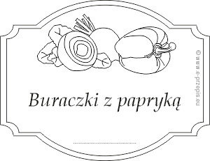 Rysunek buraczków i papryki z napisem Buraczki z papryką