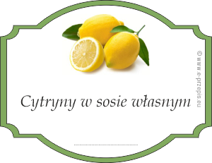 Zdjęcie cytryn w obwódce i napis Cytryny w sosie własnym