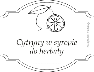 Etykieta rysunkowa na cytryny w syropie do herbaty