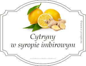 Zdjęcie cytryn i imbiru w otoku z napisem Cytryny w syropie imbirowym