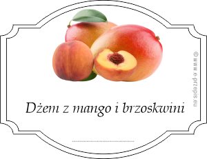Naklejka na dżem z mango i brzoskwiń