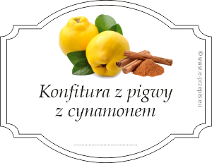 Zdjęcie pigwy i cynamonu z napisem Konfitura z pigwy z cynamonem