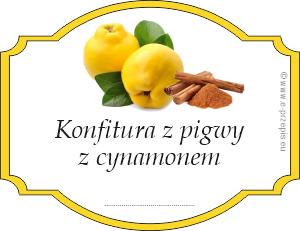 Zdjęcie pigwy i cynamonu z napisem Konfitura z pigwy z cynamonem
