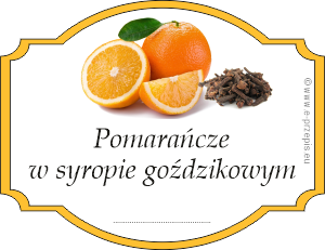 Zdjęcie pomarańczy i goździków z napisem Pomarańcze w syropie goździkowym